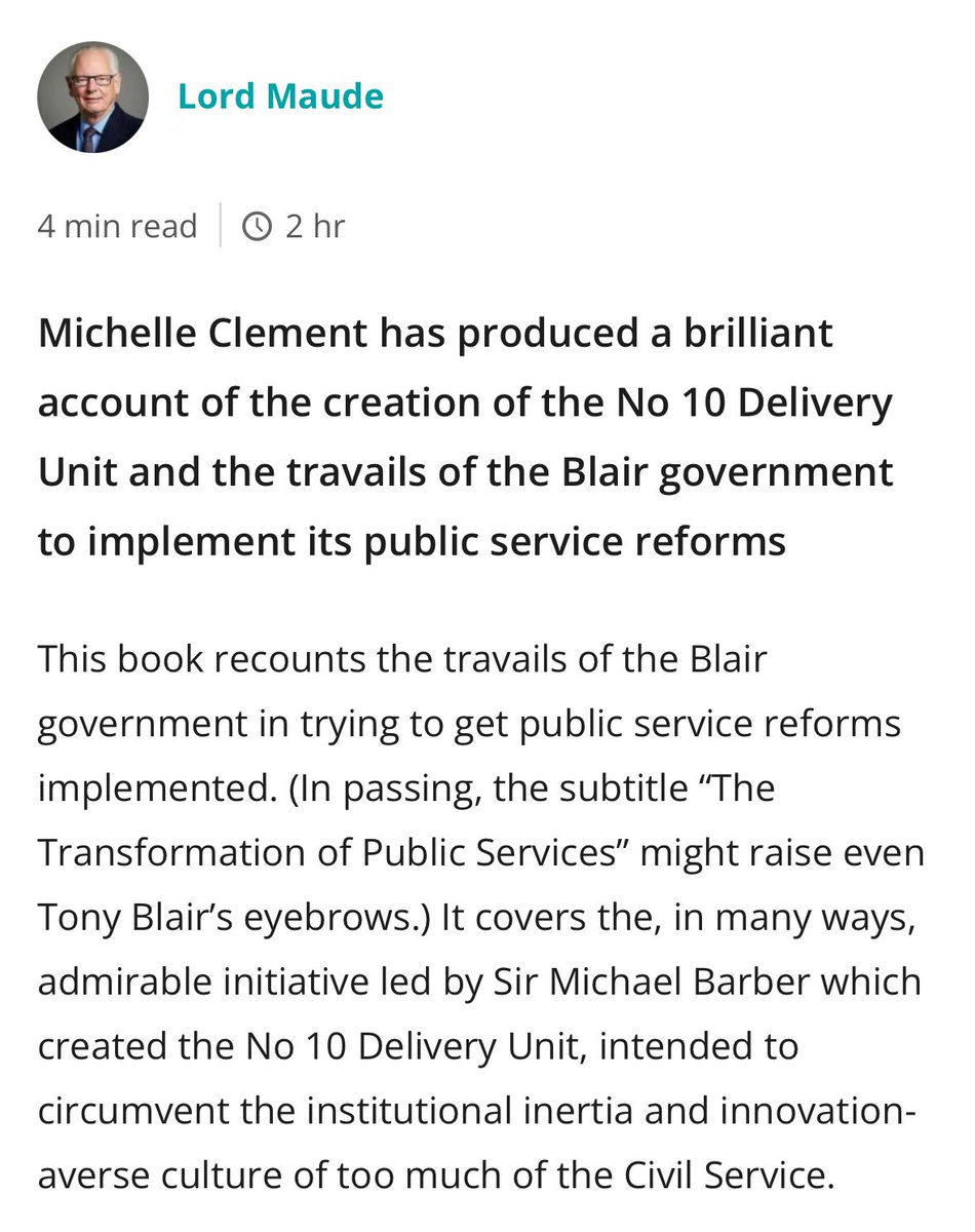 Michelle Clement (@mlclem) on Twitter photo Delighted to read this excellent review of my book ‘The Art of Delivery’ by Lord Maude <a href="/politicshome/">PoliticsHome</a>
‘Michelle Clement has produced a brilliant account of the creation of the No 10 Delivery Unit and the travails of the Blair government to implement its public service reforms.’ Delighted to read this excellent review of my book ‘The Art of Delivery’ by Lord Maude <a href="/politicshome/">PoliticsHome</a>
‘Michelle Clement has produced a brilliant account of the creation of the No 10 Delivery Unit and the travails of the Blair government to implement its public service reforms.’