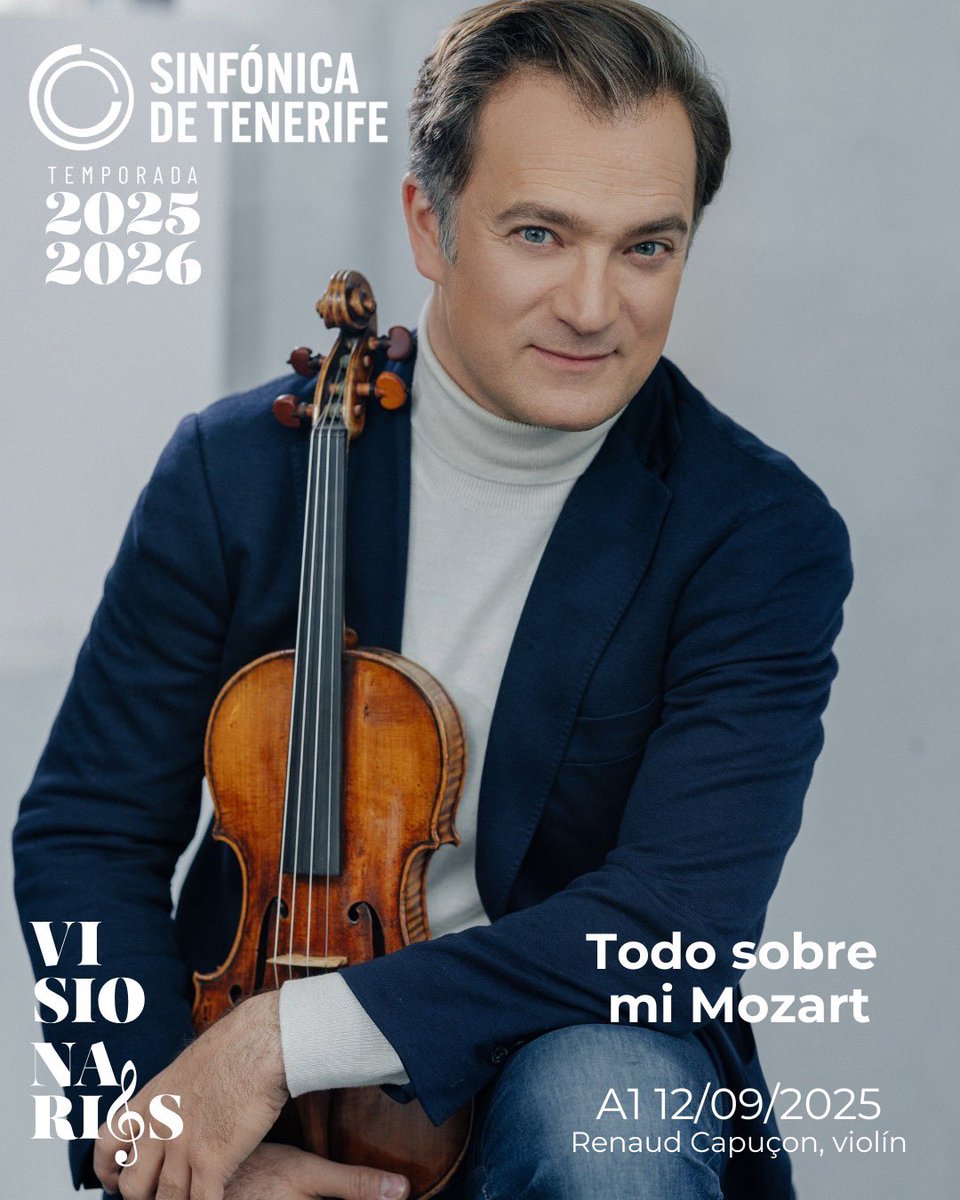 🤩🎹 'Todo sobre mi Mozart': elegancia, luminosidad y humanidad para inaugurar la temporada 'Visionari@s' 

✨ Revive las obras que escenifican el talento de Mozart, bajo la dirección de Andrea Marcon y con el violinista Renaud Capuçon como solista. 

sinfonicadetenerife.es/concierto/a1-t…