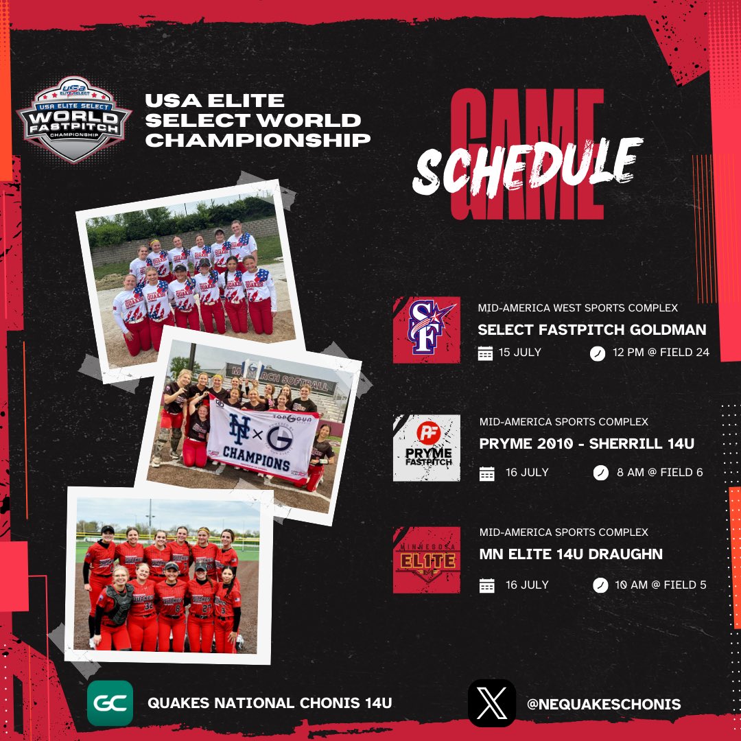 NEQuakesChonis's tweet image. Finishing the season strong at the USAES World Championship!!!
Pool play starts today and bracket starts tomorrow-Saturday! Let’s go get them this week‼️‼️#WFC2025