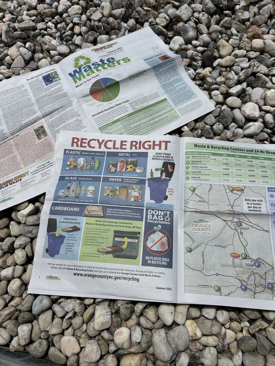 📰♻️ Hot off the press:  the latest edition of Waste Matters is coming to a mailbox near you! Learn about services offered to Orange County residents, important recycling and composting updates, and tips to reduce, reuse, and recycle waste in your home.
#recycleright