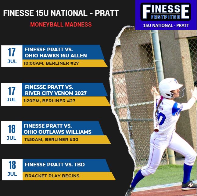 Finesse 15U National - Pratt (@09ohio) on Twitter photo Come see 2027 OF Faith Shaw <a href="/FShaw00/">Faith Shaw</a> and our Finesse team in our last tournament of the season at the Moneyball Madness, now moved to Berliner Park. Praying for good weather!! Come see 2027 OF Faith Shaw <a href="/FShaw00/">Faith Shaw</a> and our Finesse team in our last tournament of the season at the Moneyball Madness, now moved to Berliner Park. Praying for good weather!!