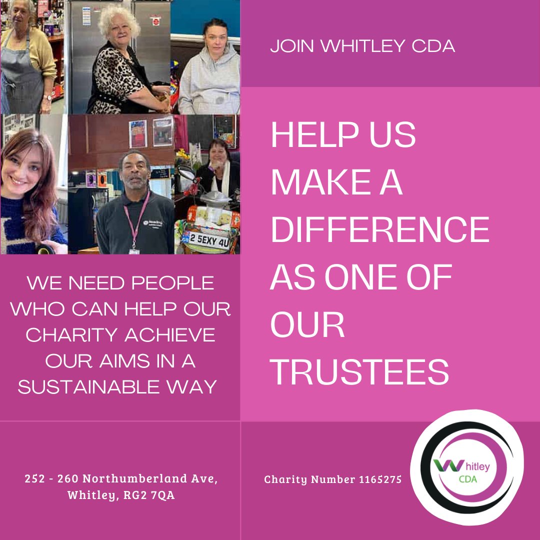 Whitley_CDA's tweet image. 🌟 Share your skills and make a difference! Whitley CDA is looking for trustees to help guide us to new heights 🚀 and keep our mission thriving. 🌱 Know someone who’d be a perfect fit? Tag them and help us spread the word! ✨ #TrusteesNeeded #MakeAnImpact
