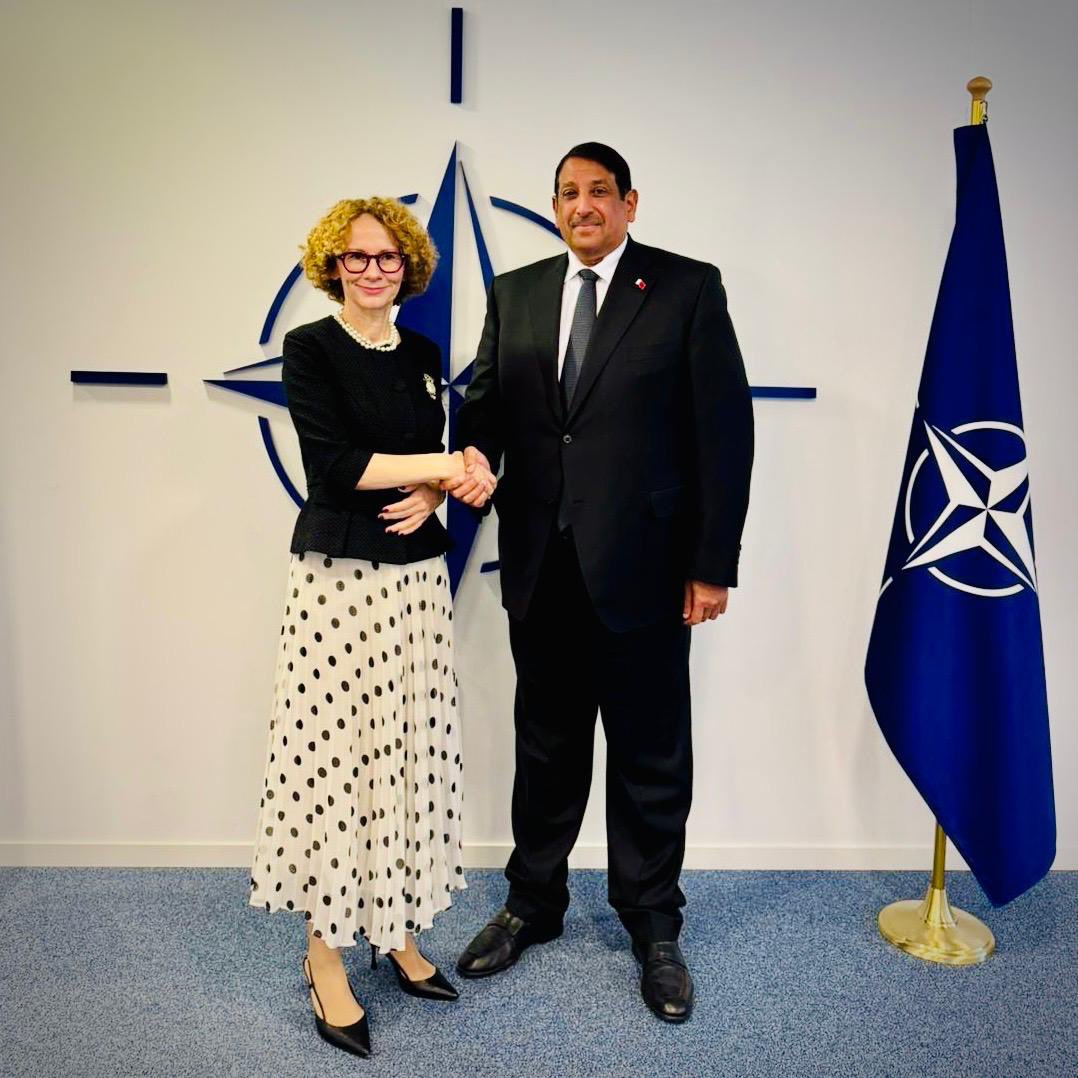 DepSecGenNATO's tweet image. Great meeting Ambassador Abdulaziz Ahmed Almalki @QatarMissionEU today. Qatar is a valued and reliable #NATO partner. I strongly condemned the recent Iranian attacks on 🇶🇦. We discussed the latest regional developments and NATO-Qatar cooperation