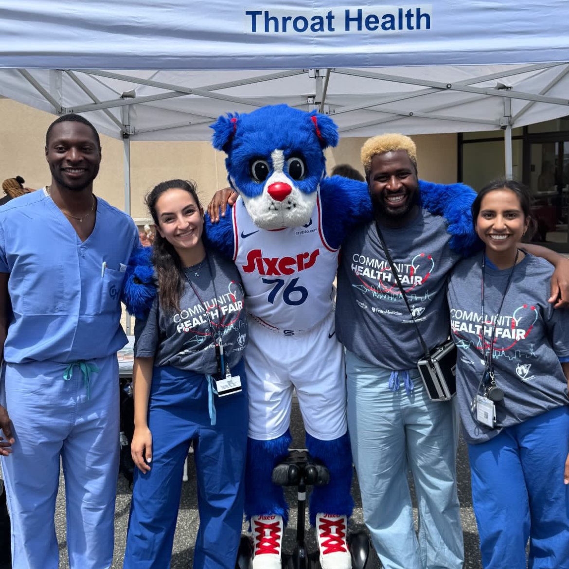 Our residents had a great time at the Penn Community Health Fair — with a special visit from Franklin the dog! 🐶💙
#PennMedicine #ENTExcellence #PatientCare  #Sixers #FranklinTheDog