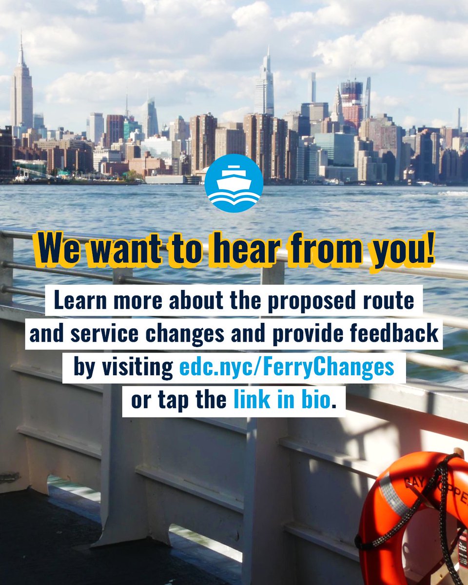 SOME FERRY EXCITING NEWS ✨ Changes are coming to NYC Ferry routes... and here's how YOU can help shape what comes next 👇

Learn more and submit your feedback before the form closes on September 1, 2025: bit.ly/FerryChanges20… ⛴