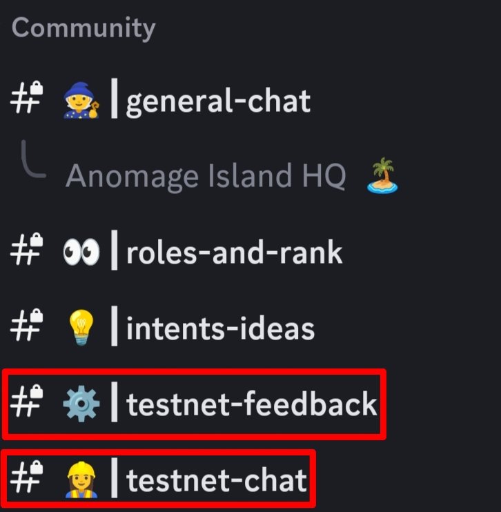 News update! 

@Anoma Discord just added new channels (Testnet-Feedback and Testnet-Chat), looks like the Anoma testnet is really close.

But to access the channel, you must have at least the acolyte role! We're still waiting for the official update. If there's a new update, I'll