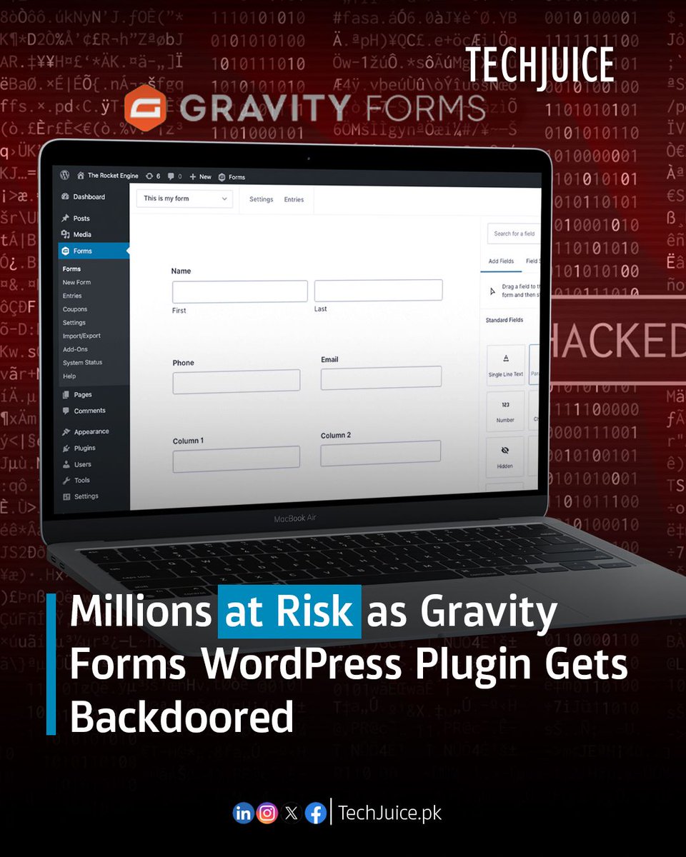 TechJuicePk's tweet image. Critical supply chain attack hits Gravity Forms, a top WordPress plugin used by over 1M sites.

Malware was injected into manual download packages between July 9–10, 2025. Auto-updates remained safe.

#WordPress #GravityForms #CyberSecurity #SupplyChainAttack
