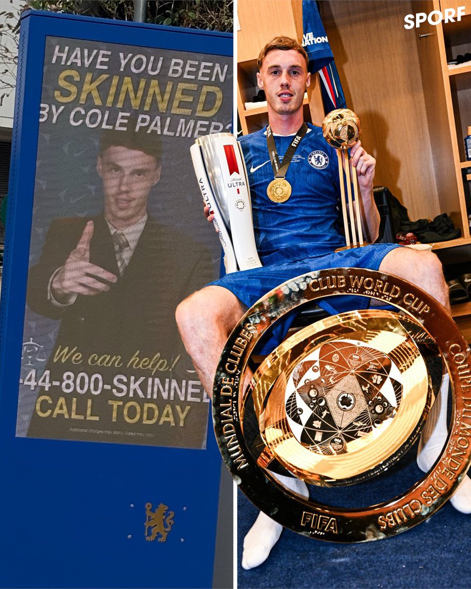 Sporf's tweet image. This Billboard of Cole Palmer at Stamford Bridge can't be real! 😂🥶
Who needs to ring the 𝑺𝑲𝑰𝑵𝑵𝑬𝑫 helpline? 📞🤔