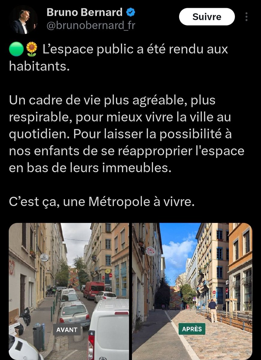 Franchement leur petit slogan répèté à longueur de post démontre s'il en fallait l'état de fébrilité des élus écolo. 
Ici l'espace a été supprimé aux habitants qui se garaient au pied de leur immeuble.