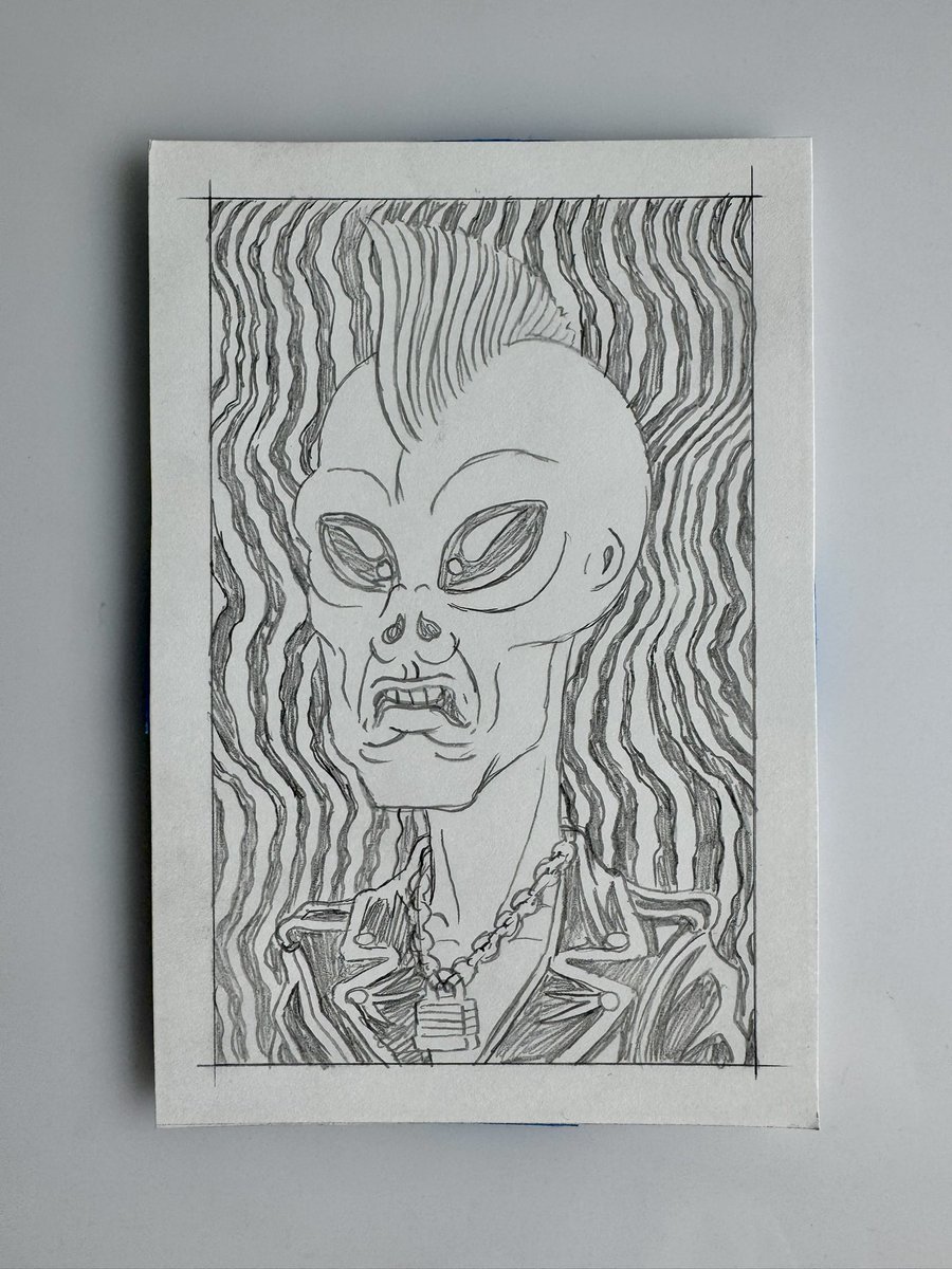 Three in a series of five ink drawings to accompany my Slime Balls alien inspired wheel art. Time lapse video tomorrow! 👽🛸