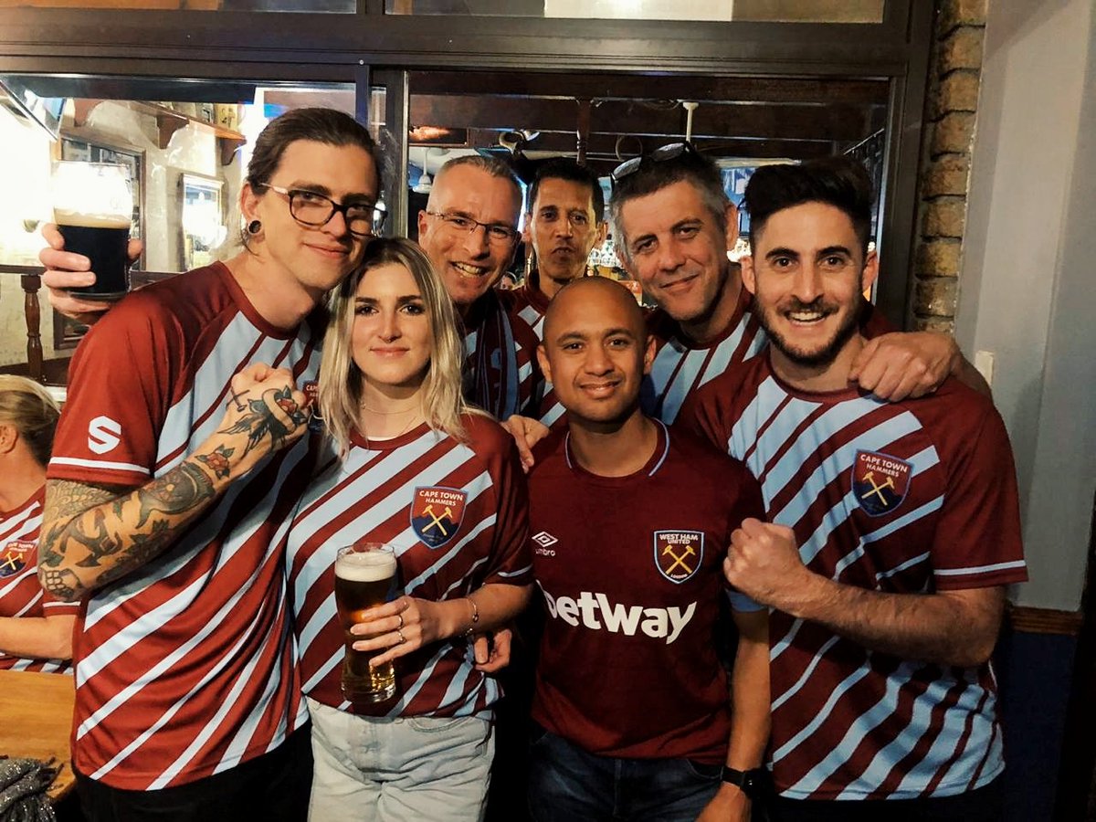 capetownhammers's tweet image. The mighty @capetownhammers! We're all claret and blue, baby! ๐ฟ๐ฆโ๏ธ #CapeTownHammers #COYI #WHUFC