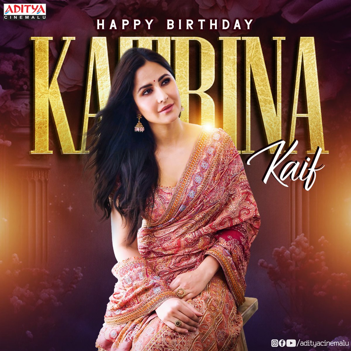 Here's Wishing the Glam Queen and Stunning Diva of Bollywood Katrina Kaif a Very Happy Birthday! May you have a Super-Duper year ahead.
#HappybirthdayKatrinakaif #HBDkatrinakaif #AdityaCinemalu