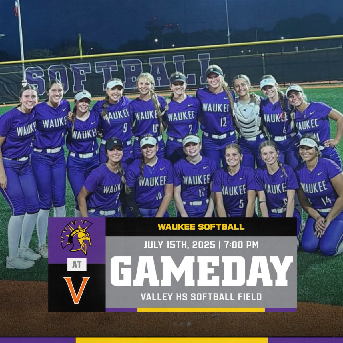 Game Day!!! Waukee faces Valley for a chance to punch their ticket to the IGHSAU State Softball Tournament.
🥎Class 5A - Region 4 - Championship
📍Valley HS Softball Field
🕖7:00 PM
🎟️Bound Tickets
#GoWarriors