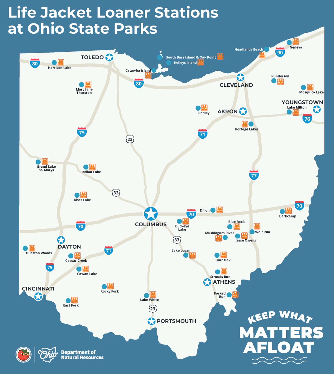ohiodnr's tweet image. It's important to make a summer safety plan before heading out. This plan is especially important for anyone recreating on water. ODNR has 32 lifejacket loaner stations at many state parks that provide free access to life jackets in a variety of sizes.