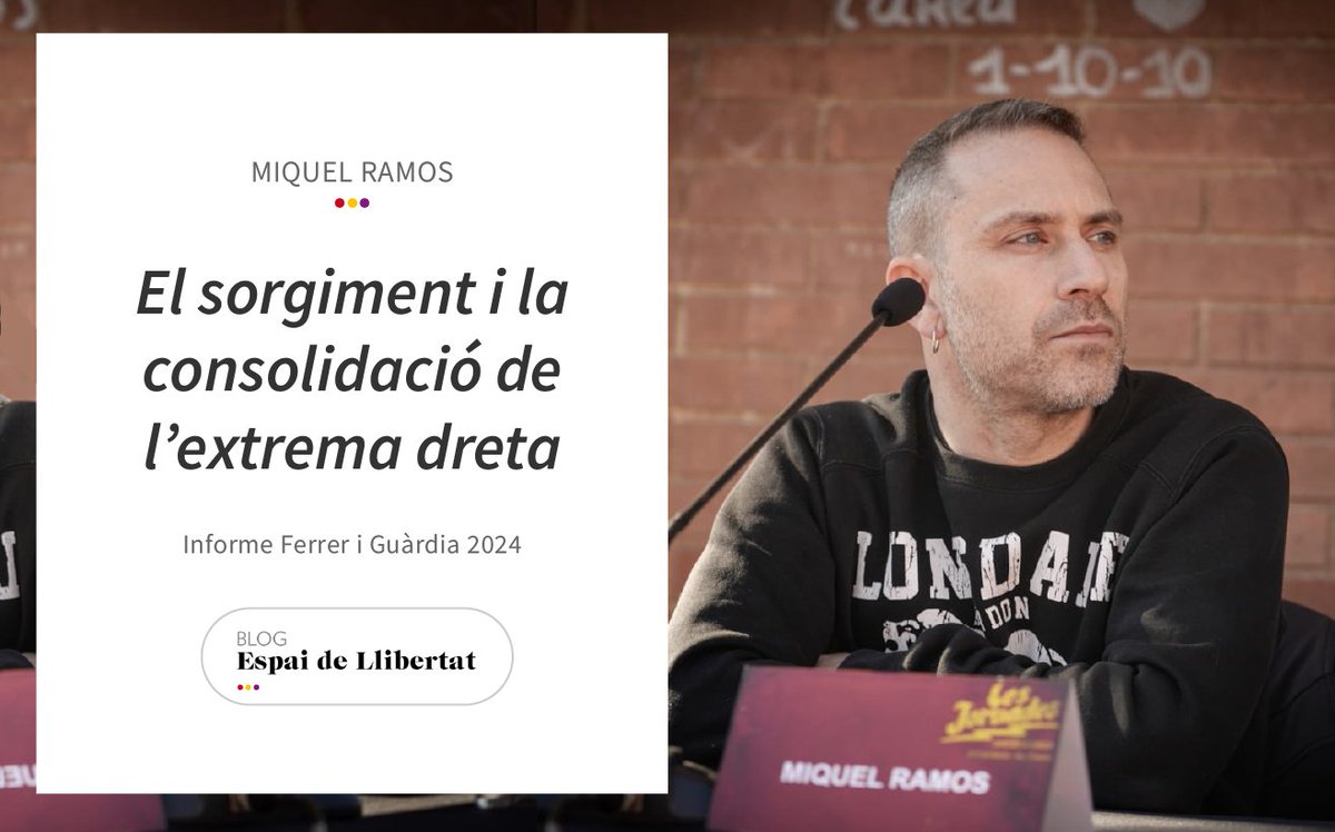 Condemnem els atacs racistes a Torre-Pacheco i les crides a l’odi a xarxes. No són fets aïllats: com assenyala Miquel Ramos “el racisme és instrumental per al capitalisme, i l’extrema dreta és una peça més d’aquest engranatge”.

#InformeFiG2024

🔗blog.ferrerguardia.org/sorgiment-cons…