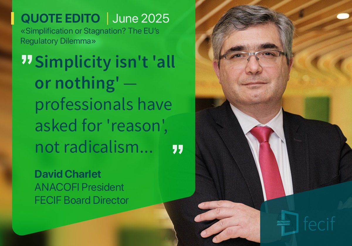 📣from June Editorial "Simplification or Stagnation? The EU’s Regulatory Dilemma"✍️by <a href="/david_charlet/">David CHARLET</a>, <a href="/AssNaCoFin/">ANACOFI</a> President &amp; FECIF Board Director

🇫🇷🔗fecif.eu/html/edito_jun…
🇬🇧🔗fecif.eu/html/edito_jun…