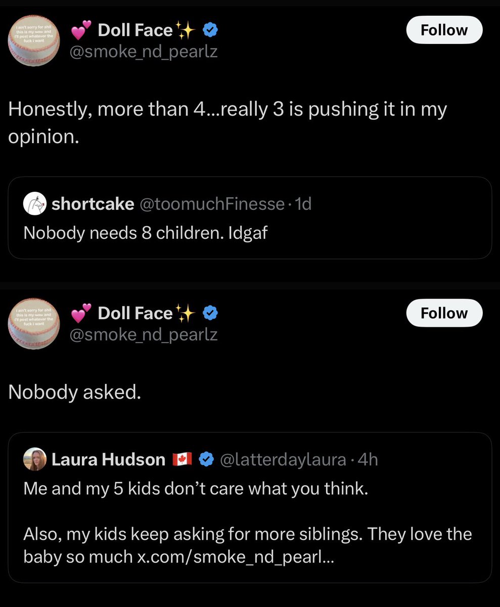 That’s it. My daughter is getting a little sister next year.