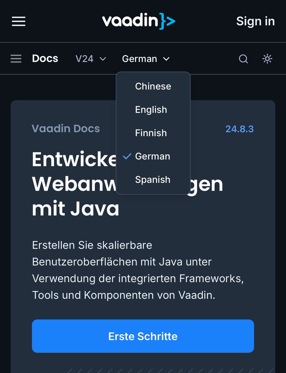 joonaslehtinen's tweet image. Chinese, Finnish, German, and Spanish translations for @vaadin  documentation are now live. More languages will be added in August.