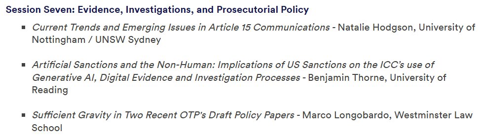 UoN_Law's tweet image. Session seven on the UoN International Criminal Justice Conference focussed on evidence, investigations & prosecutorial policy. Chaired by Christy Shucksmith-Wesley w/ insights from Natalie Hodgson, Benjamin Thorne & Marco Longobardo #UoN_ICL25