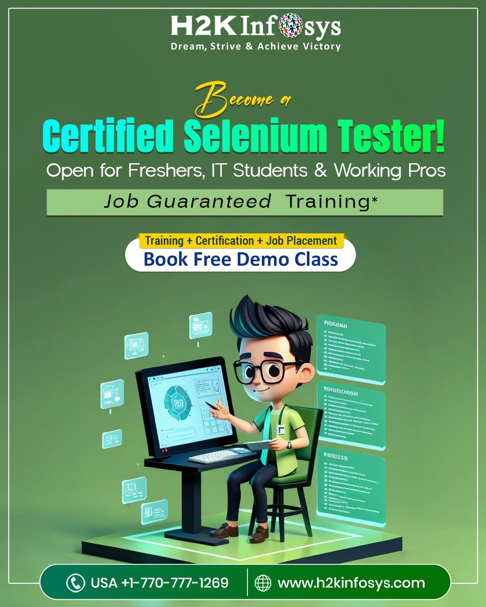 h2kinfosys's tweet image. 💻 Become a Certified Selenium Tester!
🚀 Job Guarantee + FREE Demo
🔹 Real Projects + CV + Interview Prep
📍 Book Now: h2kinfosys.com/courses/seleni…
📞 +1 770-777-1269 | 📧 training@h2kinfosys.com
#SeleniumTesting #LearnSelenium #H2KInfosys #TestingTools #SeleniumProjects #Placement