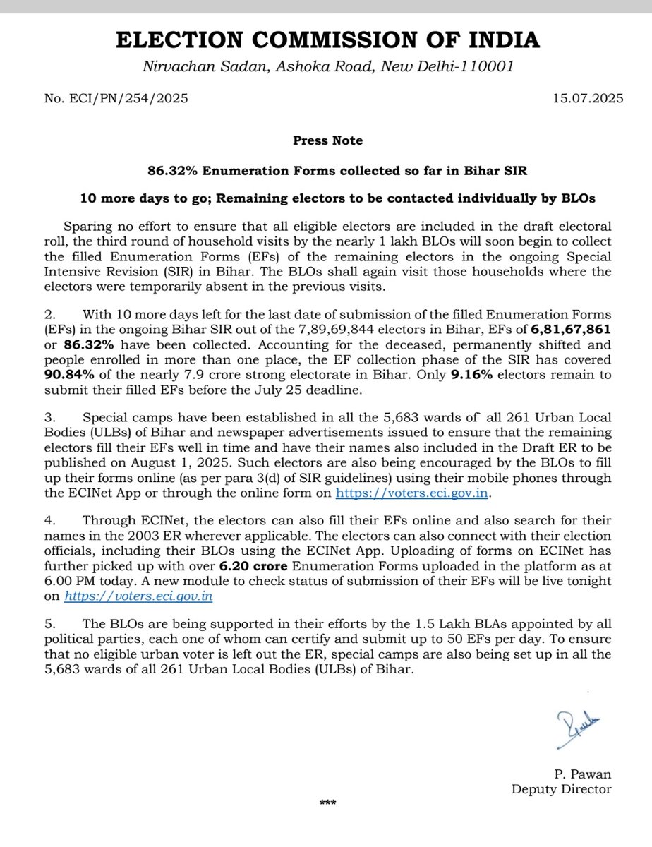 ECI Press Statement on Bihar SIR.