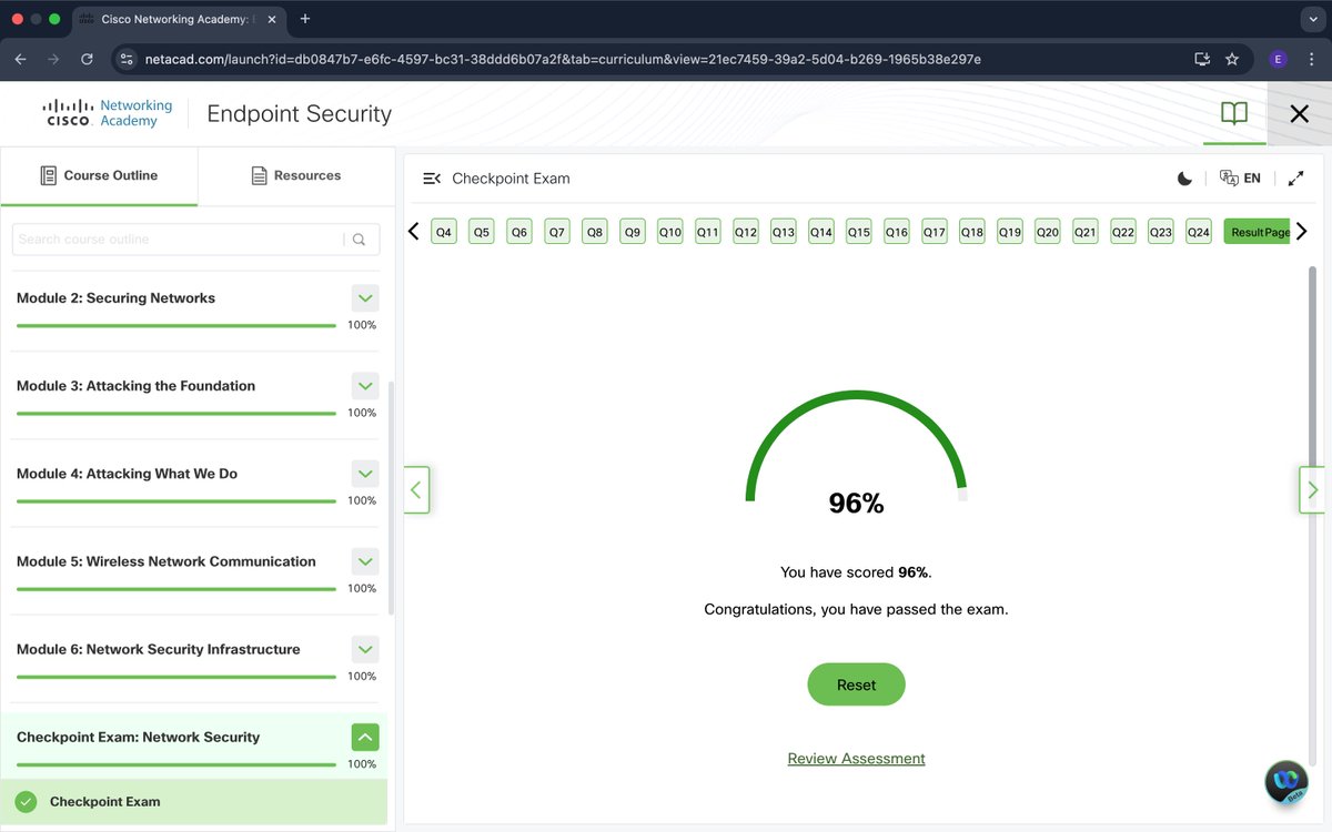 _emecon_'s tweet image. I wrapped up Module 6 of Endpoint Security and passed the Checkpoint Exam!😁

Gained solid insight into network security infrastructure, from firewalls and ACLs to key security services. 
One step closer!
@ireteeh 

 #CyberSecurity #EndpointSecurity