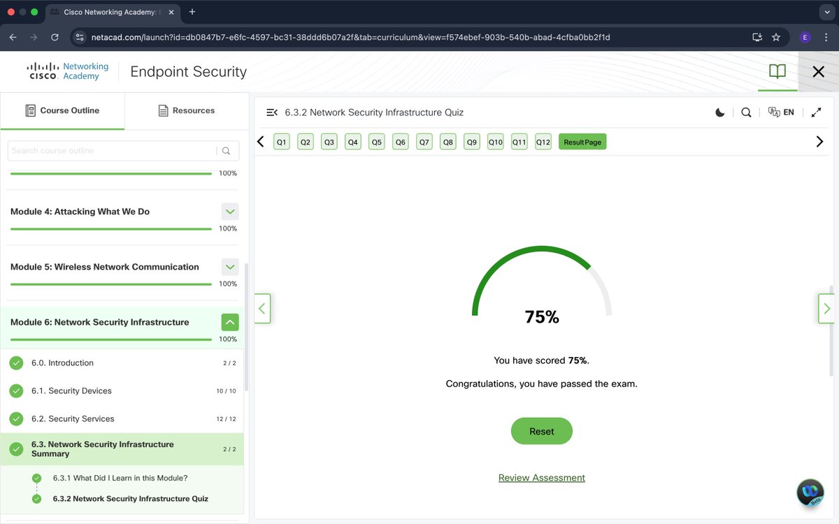 _emecon_'s tweet image. I wrapped up Module 6 of Endpoint Security and passed the Checkpoint Exam!😁

Gained solid insight into network security infrastructure, from firewalls and ACLs to key security services. 
One step closer!
@ireteeh 

 #CyberSecurity #EndpointSecurity