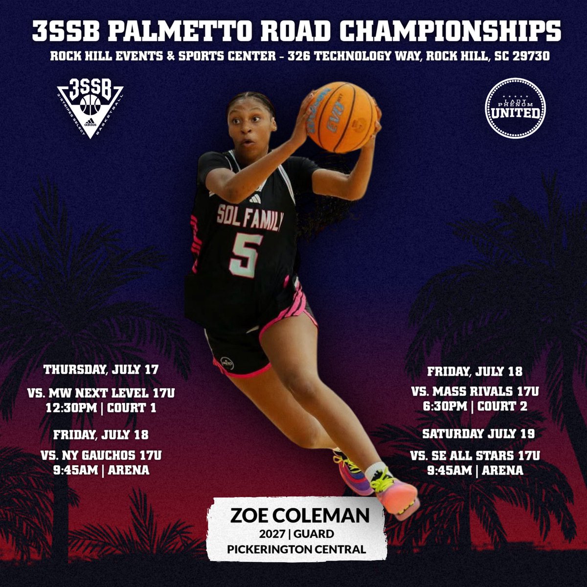 Zoe Coleman (@zoecoleman_10) on Twitter photo Headed to the 3SSB Palmetto Road Championship in Rock Hill, SC 🔥
#finishstrong
<a href="/United_Phenom/">Lady Phenom United</a> <a href="/PCTigersGirlsBB/">PC Tigers Girls Basketball</a> <a href="/hedge43/">johnathan hedgepeth</a> Headed to the 3SSB Palmetto Road Championship in Rock Hill, SC 🔥
#finishstrong
<a href="/United_Phenom/">Lady Phenom United</a> <a href="/PCTigersGirlsBB/">PC Tigers Girls Basketball</a> <a href="/hedge43/">johnathan hedgepeth</a>
