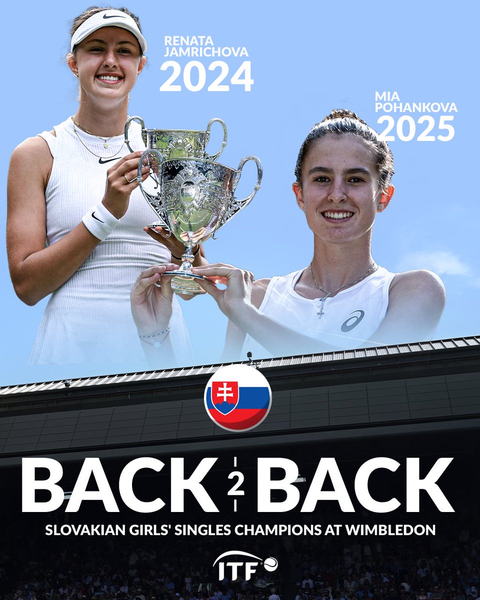 ITFTennis's tweet image. The future of Slovakian tennis looks bright! ☀️
Following in Renata Jamrichova's footsteps, Mia Pohankova wins the girls’ title at the Junior Championships, Wimbledon