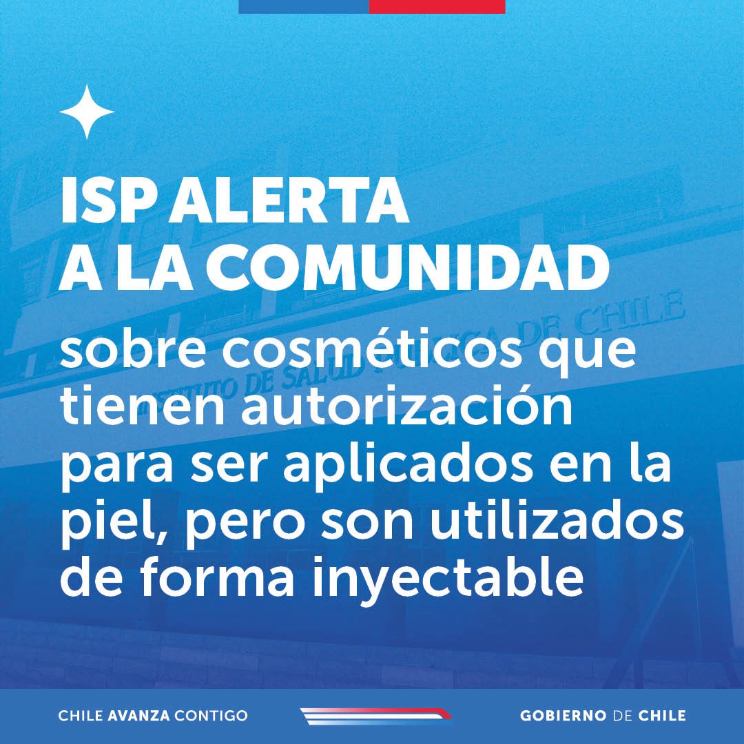 ispch's tweet image. ISP alerta que la inyección de productos cosméticos en clínicas dermatológicas está prohibida
Más información en 👉🏼 ispch.gob.cl
#cosméticos
#dermatológico
#autorización