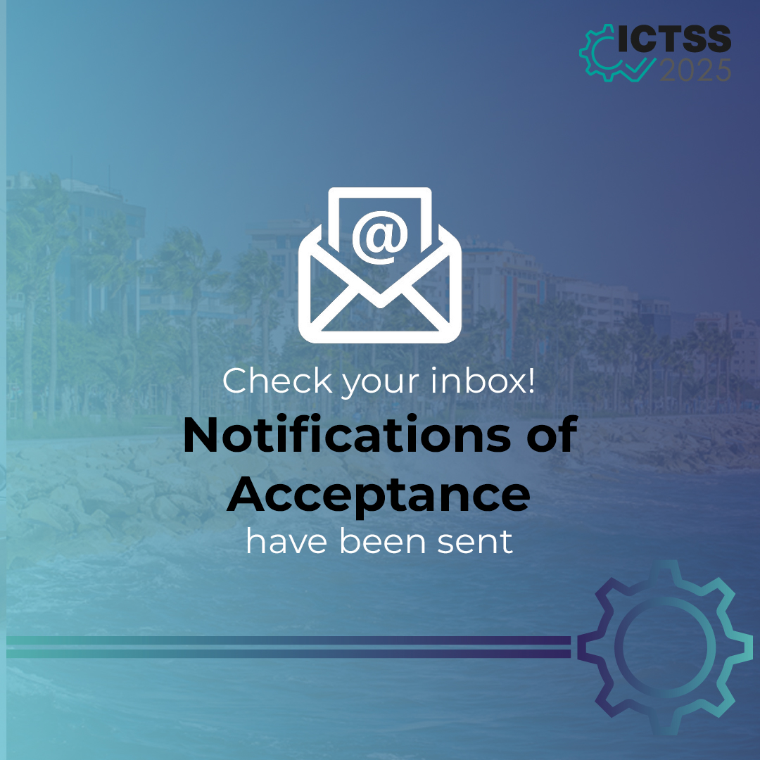 ICTSS2025 (@ictssconf) on Twitter photo Acceptance letters for the 37th International Conference on Testing Software and Systems have been sent out! In case you have any inquiries, please communicate with the Organisers.
#ICTSS2025 <a href="/easy_conf/">EasyConferences</a> Acceptance letters for the 37th International Conference on Testing Software and Systems have been sent out! In case you have any inquiries, please communicate with the Organisers.
#ICTSS2025 <a href="/easy_conf/">EasyConferences</a>