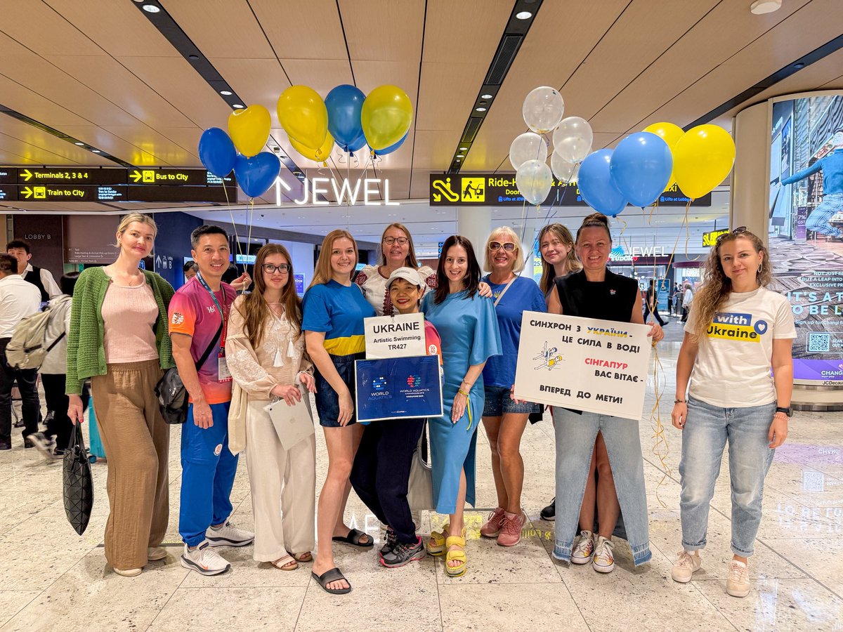 Kateryna Zelenko 🇺🇦 (@katerynazelenko) on Twitter photo Happy to welcome the Ukrainian swimming team at the Changi airport in Singapore! 
Join us and support our team during the World Aquatics Championships – Singapore 2025: sistic.com.sg/events/aqua0725 Happy to welcome the Ukrainian swimming team at the Changi airport in Singapore! 
Join us and support our team during the World Aquatics Championships – Singapore 2025: sistic.com.sg/events/aqua0725