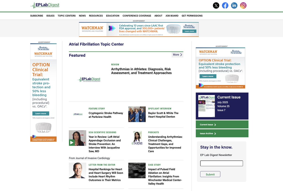 EPLabDigest's tweet image. From EPLD's Atrial Fibrillation Topic Center: Dive into expert perspectives on arrhythmias in athletes—covering diagnosis, risk assessment, and treatment strategies.
#EPeeps, explore the AF Topic Center—your one-stop resource for expert insights, and more! hubs.ly/Q03vQ4nz0