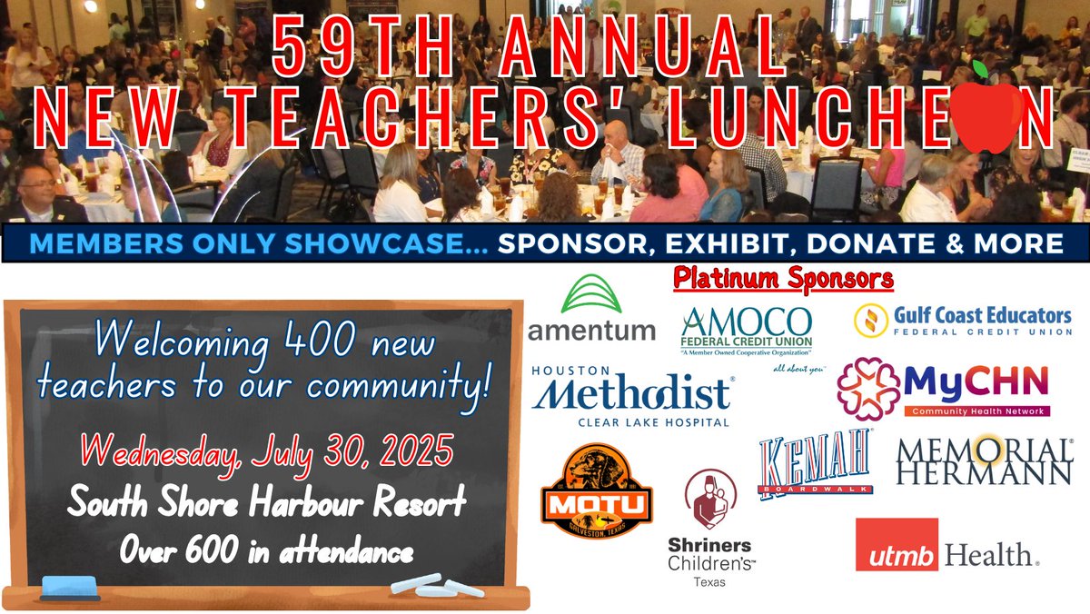 clacctx's tweet image. 🎒✏️ Help Us Welcome 400 New Teachers! We’re stuffing 400 welcome bags for the amazing new educators joining Clear Creek ISD, and we need YOUR help!📦 Donate fun, useful, or branded items (no paper or bags, please!)📍Drop off at the Chamber office OR we’ll come to you!