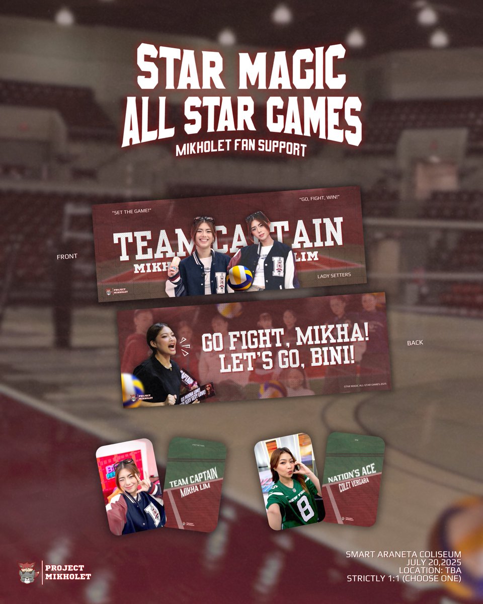 Ready to cheer loud and proud? Grab all these freebies and wave them high in the crowd! 💥📣

To spice up your Star Magic All Star Games 2025 experience, we will be giving away #MIKHOLET hand banners and photo cards on game day! Make sure to catch the Nation’s Ace, and of course,