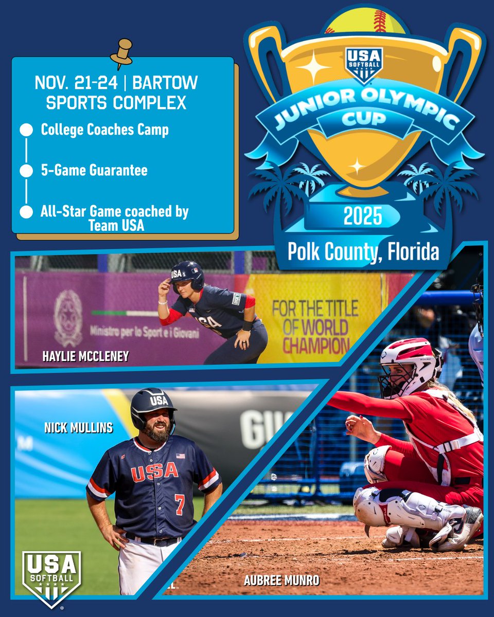 USA Softball (@usasoftball) on Twitter photo Secure your spot in the 2025 𝗝𝘂𝗻𝗶𝗼𝗿 𝗢𝗹𝘆𝗺𝗽𝗶𝗰 𝗖𝘂𝗽 – register your team 𝗡𝗢𝗪!
#USASoftball // go.usasoftball.com/joregister Secure your spot in the 2025 𝗝𝘂𝗻𝗶𝗼𝗿 𝗢𝗹𝘆𝗺𝗽𝗶𝗰 𝗖𝘂𝗽 – register your team 𝗡𝗢𝗪!
#USASoftball // go.usasoftball.com/joregister