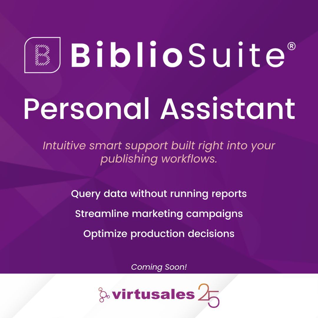 We’re celebrating 25 years of innovation at Virtusales!

Check out a sneak peek of our new BiblioSuite Personal Assistant that we shared with <a href="/PublishersWkly/">Publishers Weekly</a>!

It's designed to make publishing workflows faster, smarter, and easier.

🎥 Watch now: vimeo.com/1065427606/71c…