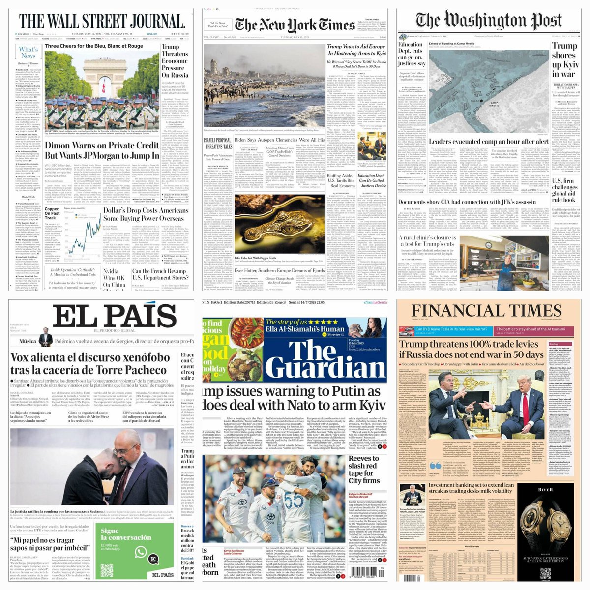 daniellemx_'s tweet image. Periódicos en el mundo... #TheWallstreetJournal #Thenewyorktimes #Thewashingtonpost #TheGuardian #ElPaís #Financialtimes #news #newspaper #july15