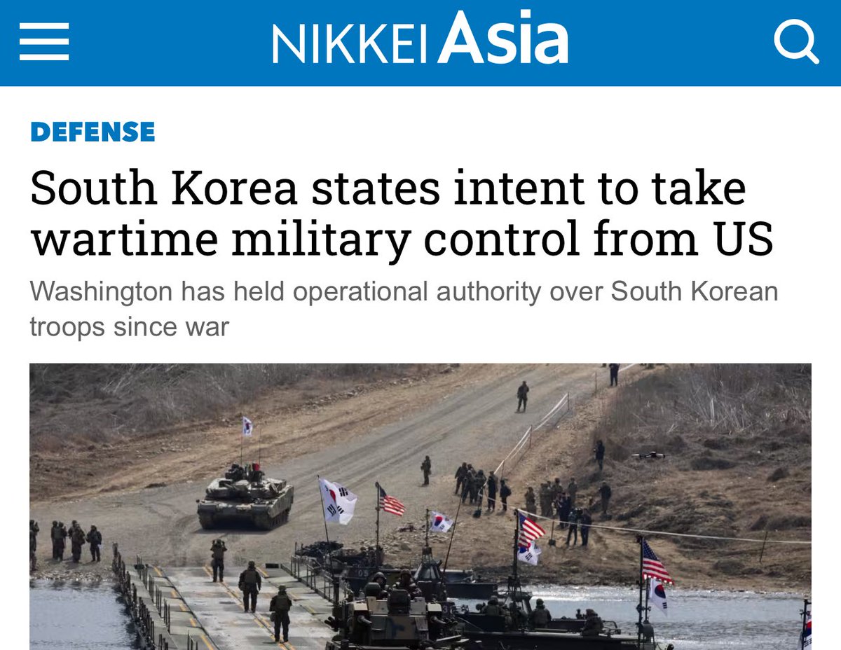 Kanthan2030's tweet photo. Check this out: South Korea wants to have control of its own military during wartime!

Yeah, for 70 years, the US has been in charge of the Korean military! 

And the US refuses to handover the control, even though Koreans have demanded their sovereignty repeatedly, especially since 2012.

This is how American colonialism works - openly.

In 1994, the US returned the “peacetime” control of the Korean military to Korea, but that’s a bit meaningless.
