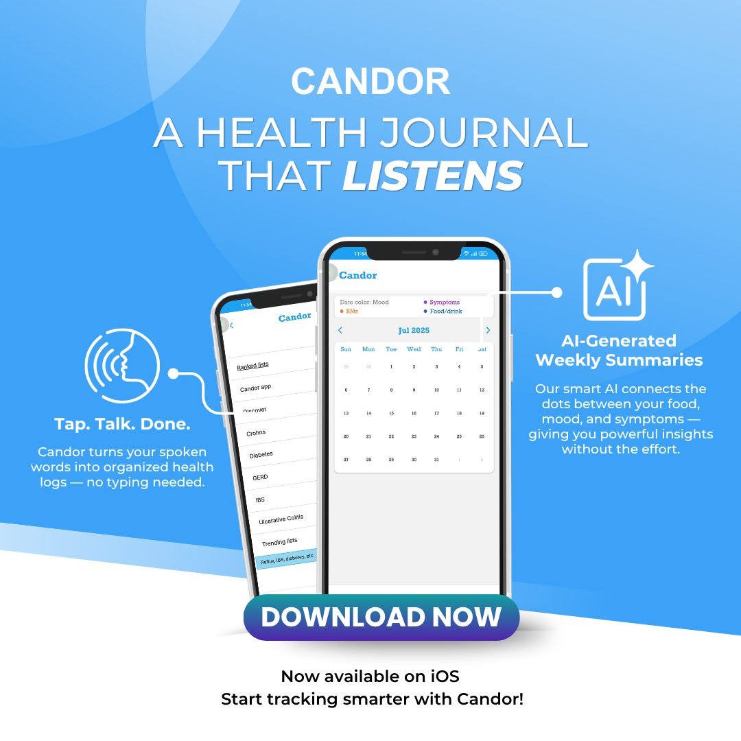 getcandorapp's tweet photo. Tired of logging symptoms the hard way?
🎙️With Candor, just speak — meals, mood, symptoms.
🧠 Our AI organizes it all + gives you weekly insights.
Track smarter. Breathe easier.

📱Now on iOS: https://t.co/6JCNIg2UB6

#IBS #GutHealth #CandorApp #HealthTech #VoiceLogging #AIHealth https://t.co/mwjw3ItWCZ