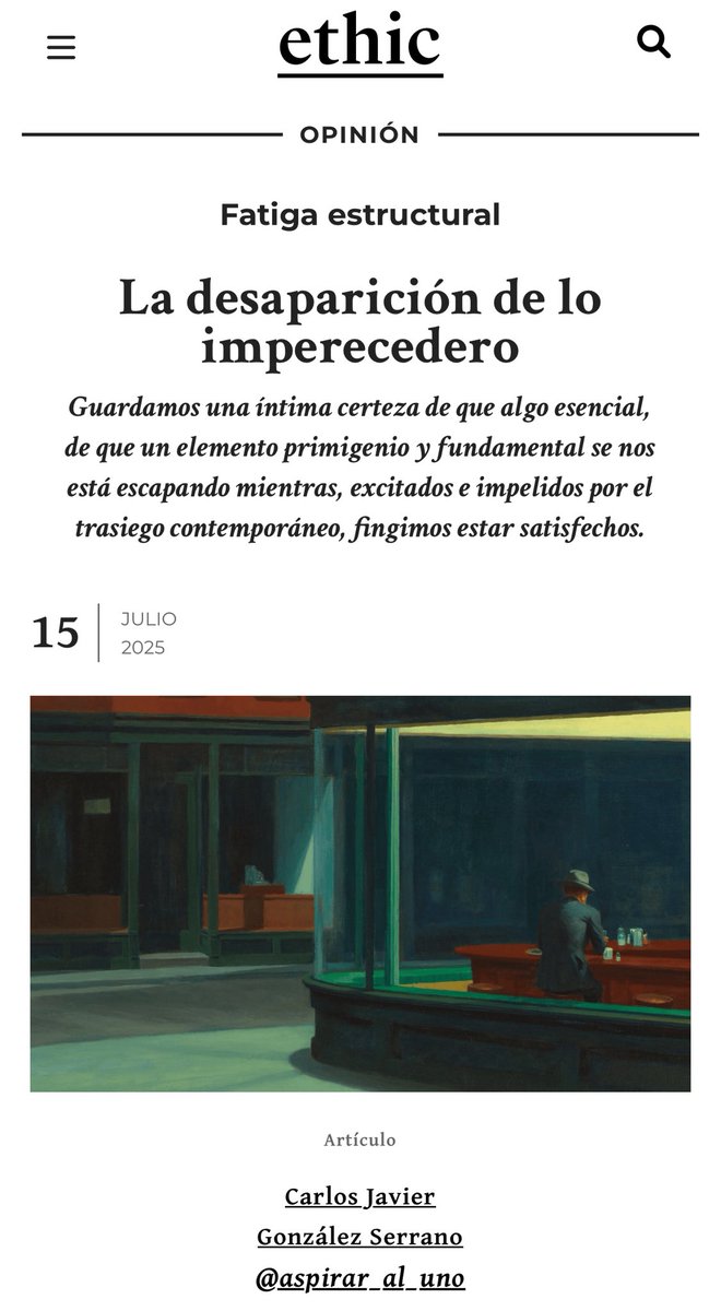 Aspirar_al_uno's tweet image. El aburrimiento surge hoy por el contacto hueco con lo mucho: nuestras experiencias nos resultan vacías. Todo está lleno de posibilidades que prometen satisfacer nuestro deseo, pero nunca sucede. El deseo como producto: es el uso mercadotécnico del tedio. bit.ly/3UbSrrv