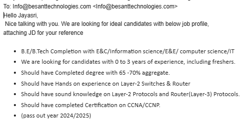 besanttech's tweet image. Besant Technologies Tie-up Company Networking Product Validation Engineer

#Freshersjobs #ccnajobs #networkingjobs #Besanttechnologies #CCNP #CCNA #Freshersopeningschennai #ITJobsbangalore