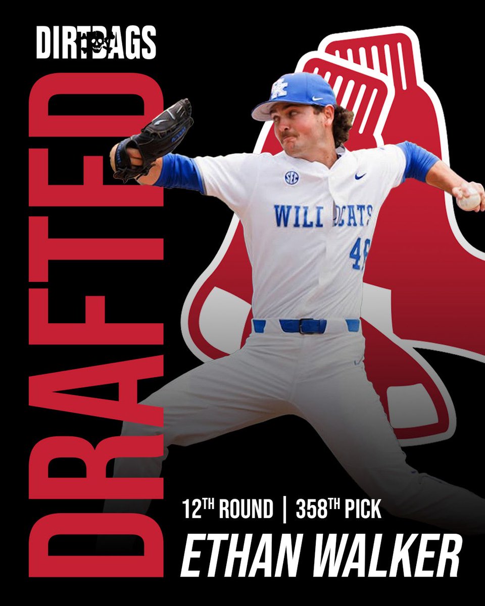 Congratulations Dirtbags alum Ethan Walker on being picked in the 12th Round by the Boston Red Sox! #DIRTBAG🆙
