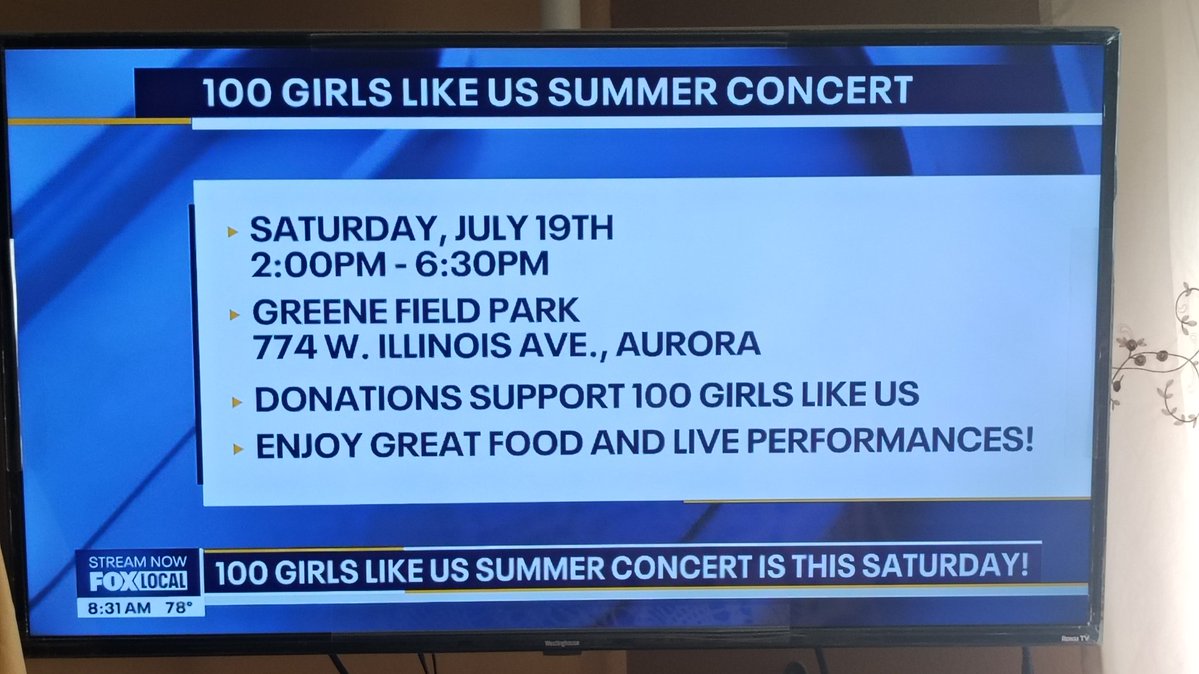 misszanette's tweet image. Please come to 100 Girls Like Us summer concert performance in Aurora this Saturday, July 19 @2pm. A great program providing self esteem, confidence and awareness for girls 5-17.