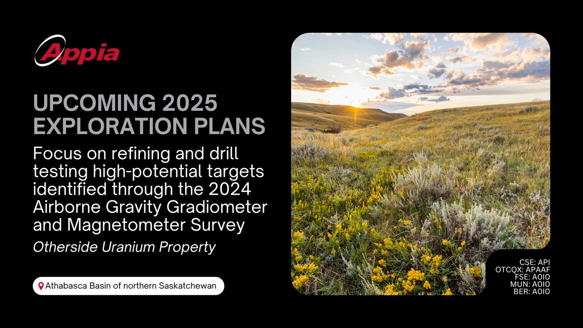Appiareu's tweet image. The 2025 exploration program at the Otherside uranium property will focus on refining and drill testing high-potential targets identified through the 2024 Airborne Gravity Gradiometer & Magnetometer Survey.
π stockmkt.info/4kHIywW
π¨π¦ $API.CA πΊπΈ $APAAF π©πͺ A0I0