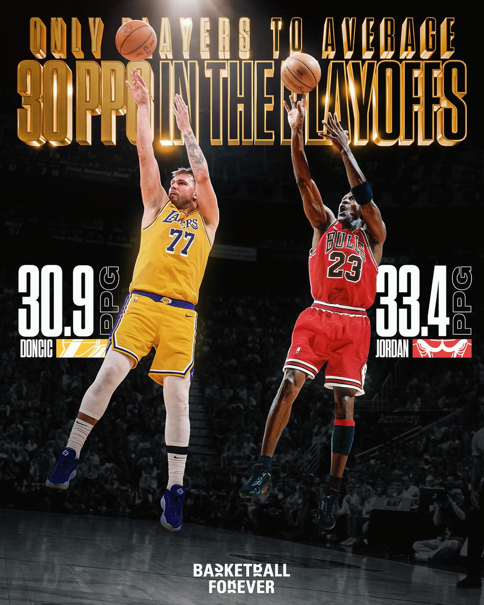 royal84983's tweet image. No matter what it always hit different in the Playoffs. Of all the All-time Greats Michael Jordan & Luka Doncic are the only 2 to crack 30 PPG in the Playoffs for a career. Allen Iverson 29.7 technically the closest to 30 out of everyone else.