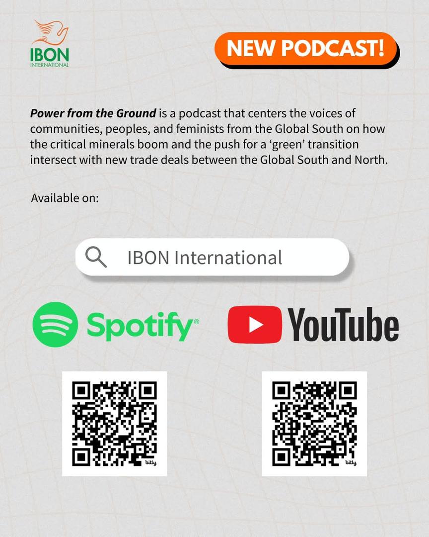 We present <a href="/CSDevNet1/">Climate & Sustainable Development Network</a> &amp; <a href="/IbonInternatl/">IBON International #FreePalestine</a> podcast Power From The Ground amplifying Southern feminist voices on critical minerals &amp; energy justice

As the Global North races for minerals, neocolonial patterns emerge! What does a truly #PeoplePoweredTransition look like?

#StayTuned🎙️