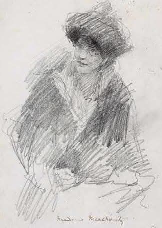 Portrait of Constance Gore Booth / John Butler Yeats.

Born 4 February 1868, Constance died 15 July, 1927.

Inscribed "Madame Markievicz" in lower margin by the artist's daughter Lily Yeats.