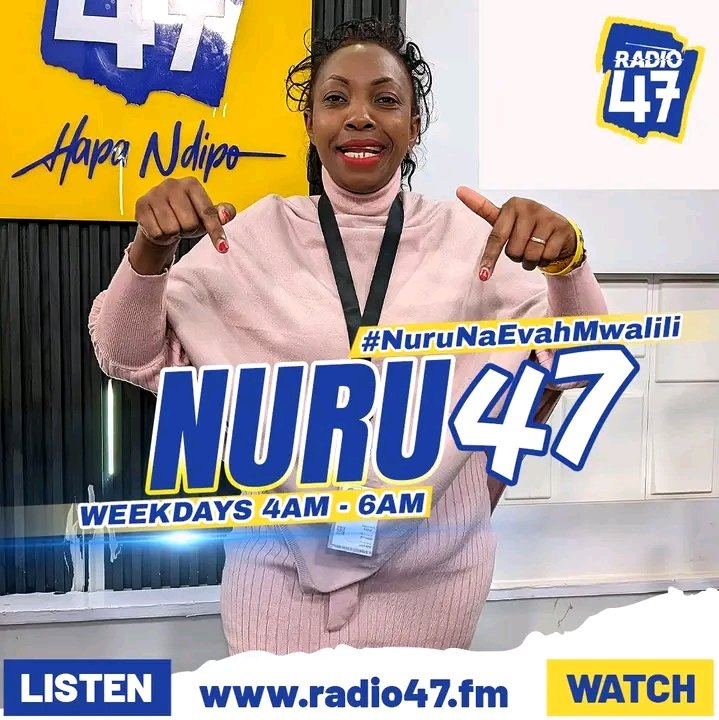 Radio 47 (@radio47_kenya) on Twitter photo Karibu ndani ya Prayer Wednesday naye <a href="/EvahMwalili/">Mama Taifa Evah Mwalili</a> unaomba Mungu akutendee jambo gani siku ya leo?
#HapaNdipo #NuruNaEvahMwalili Karibu ndani ya Prayer Wednesday naye <a href="/EvahMwalili/">Mama Taifa Evah Mwalili</a> unaomba Mungu akutendee jambo gani siku ya leo?
#HapaNdipo #NuruNaEvahMwalili