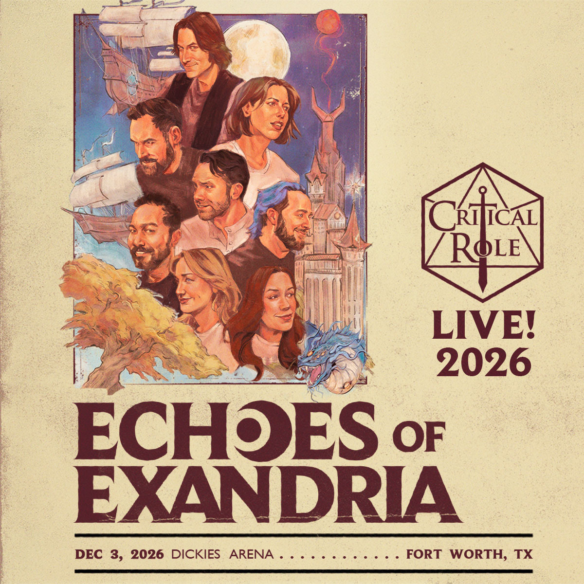Dickies Arena (@dickiesarena) on Twitter photo Just announced!
<a href="/CriticalRole/">Critical Role</a> is coming to Fort Worth at Dickies Arena on December 3rd, 2026. Tickets go on sale July 25 at 12pm.
Beacon members will get first access to tickets - get details on how to sign up at beacon.tv Just announced!
<a href="/CriticalRole/">Critical Role</a> is coming to Fort Worth at Dickies Arena on December 3rd, 2026. Tickets go on sale July 25 at 12pm.
Beacon members will get first access to tickets - get details on how to sign up at beacon.tv